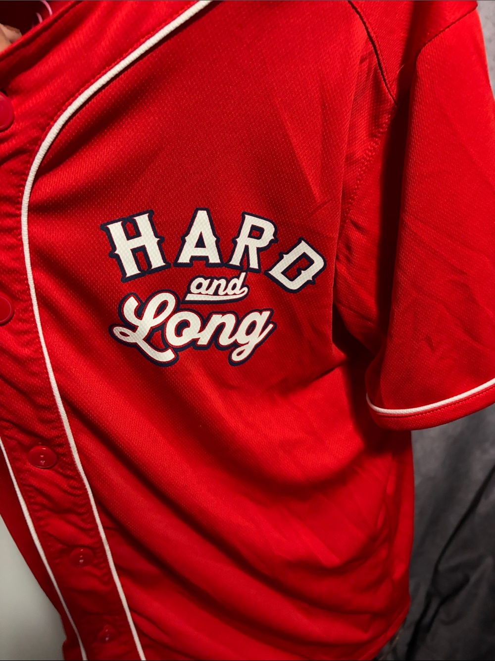 Hard and Long Red Baseball Jersey - Graphic Back - Picture 3 of 5